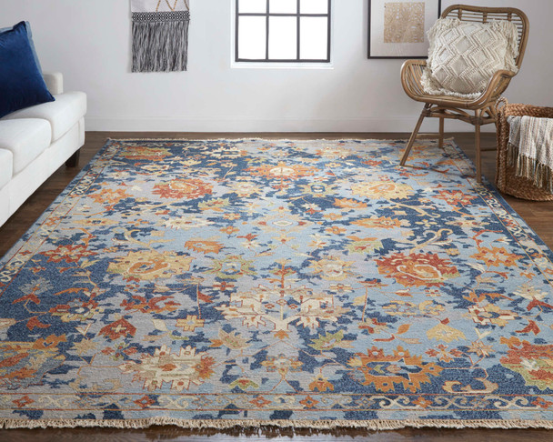 Feizy Leylan 0587F Blue Orange Red Area Rug