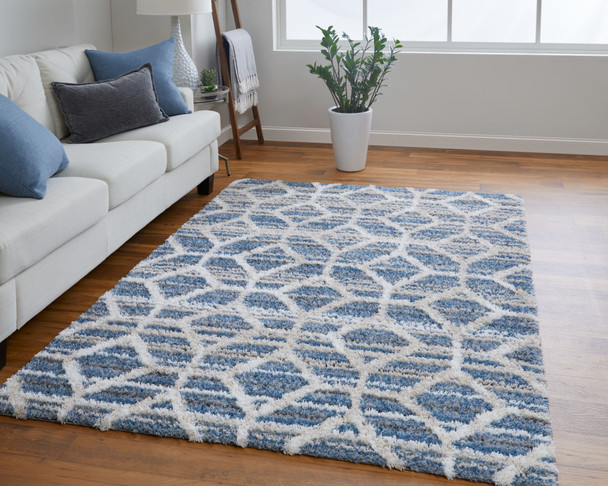 Feizy Mynka 39ICF Blue Ivory Area Rug