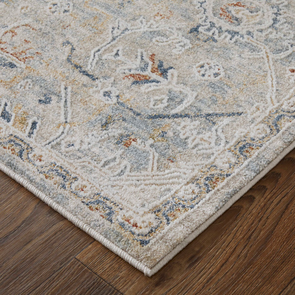 Feizy Pasha 39M6F Ivory Blue Tan Area Rug