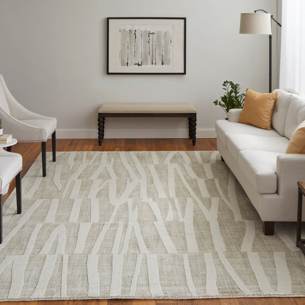 Feizy Peconic T8009 Tan Ivory Area Rug