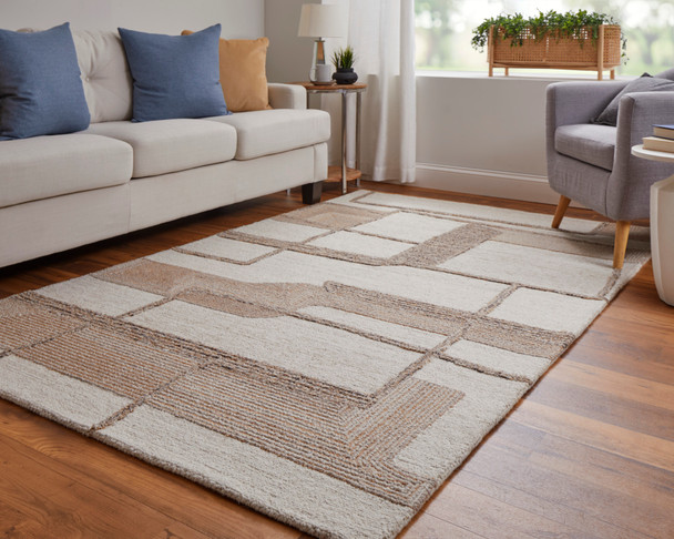 Feizy Pollock 8954F Ivory Brown Tan Area Rug