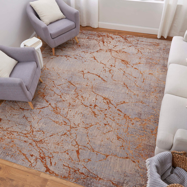 Feizy Pryor 39NEF Gold Brown Gray Area Rug