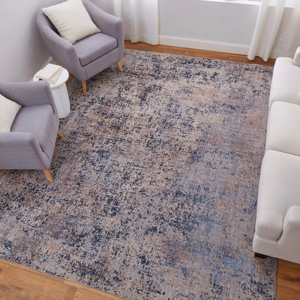 Feizy Pryor 39NGF Blue Tan Brown Area Rug