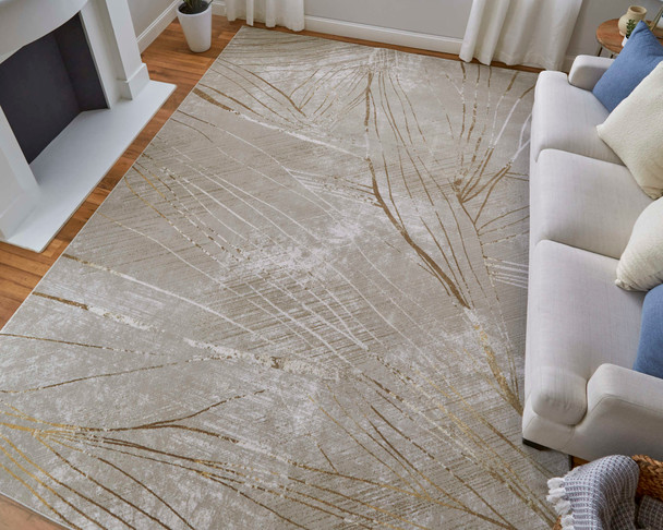 Feizy Waldor 39NBF Taupe Brown Silver Area Rug