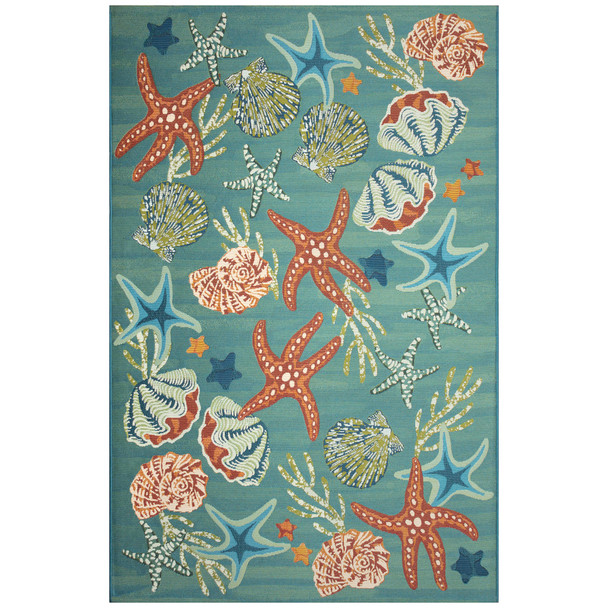TransOcean Marina 8204 04 Starfish Song Aqua Rug