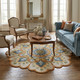 LR Home Dazzle 82266 Rust Aqua Blue Rug