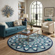 LR Home Sinuous 54151 Blue Navy Teal White Rug