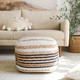 LR Home Spruce 99757 Natural Navy Blue White Pouf