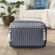 LR Home Zadia 99762 Navy Blue White Pouf