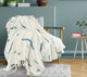 LR Home Sundry 80274 AQUA HAZE WHITE Throw