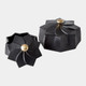 Global Views Milena Flower Black with Gold Knob Box