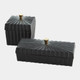 Global Views Milena Rectangular Box Black with Gold Knob Box