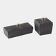 Global Views Milena Rectangular Box Black with Gold Knob Box