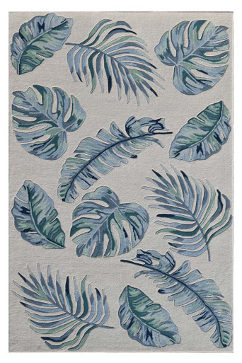 Payless Rugs Kas Cove 3005 Ivory Blue Leaves Rug - Payless Rugs