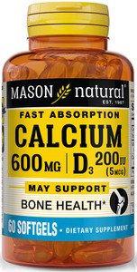 Mason Natural Calcium with Vitamin D3 Fast Absorption 60 Softgels
