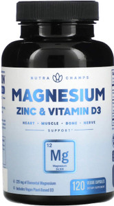 NutraChamps Magnesium Zinc & Vitamin D3 -- 120 Veggie Capsules NutraChamps Magnesium Zinc & Vitamin D3 -- 120 Veggie Capsules