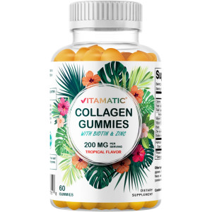Vitamatic Hydrolyzed Collagen Gummies with Vitamin C Zinc and Biotin 200mg - 60 Gummies