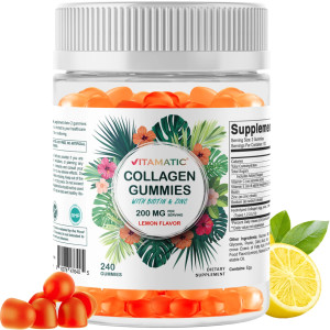 Vitamatic, Collagen Gummies with Biotin & Zinc Lemon 240 Gummies