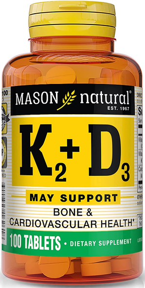 Mason Natural Vitamin K2 Plus Vitamin D3 100 Tablets