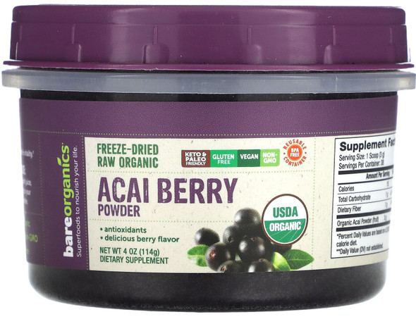 BareOrganics Freeze-Dried Raw Organic Acai Berry Powder