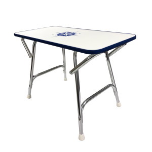 Large White & Navy Folding Deck Table
