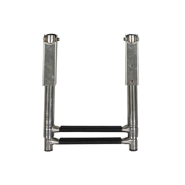2 Step Stainless Over Platform Telescoping Boat Ladder folded up in closed position