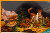 Magic Lantern Slide Ernst Plank 1800s Glass 2 ⅝ x 8 ⅝" Forest Animals Night V13