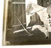 Antique 5x7 Inch Plate Glass Negative Of A Man On A Horse In A Stable V37