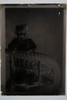 Antique 5x7 Glass Plate Negative Baby Standing On Chair Dressed Fancy E10