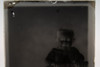 Antique 5x7 Glass Plate Negative Baby Standing On Chair Dressed Fancy E10