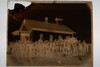 Antique 6X8 Glass Plate Negative Group Of People In Front Of A Church E19