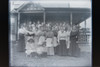 Antique 4x5 Inch Plate Glass Negative Large Group Of Women Outside Of Home E16