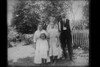 Antique 4x5 Inch Plate Glass Negative Portrait Of A Family Standing Ourdoors E15