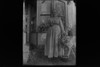 Antique 4x5 Inch Plate Glass Negative Of An Old Women Standing Outside E11