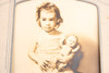 Young Girl with Her Toy Doll Antique Posed Studio Photo Cabinet Card Stand V16