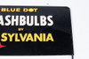 Vintage Sylvania Blue Dot Flashbulbs Embossed Sign Store Display 22 X 8 E13