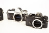 4 Nikon 35mm SLR Film Camera Bodies FE EL EM for PARTS REPAIR V21