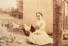 1880s Mounted Albumen Print 6¼ x5⅜'' - Husband & Wife with Chickens V23
