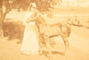 1900 Mounted Albumen Print 5½ x5½'' - Woman with Small Horse V28