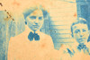 Early 1900s 8x10'' Mounted Cyanotype Photo - 3 Siblings Posing Together V28