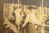 Early 1900s Mounted Silver Gelatin Print 5⅜x5¼'' - Mother with Kids in Buggy V22