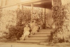 1900 Mounted Albumen Print 9x7'' - 2 Homes One with People on Porch V28