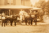 Late 1800s 9¾x7½" Geltain Silver Photo - Large House People Horses Carriages V26