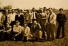 1940s 10x8'' Gelatin Silver Photo - Group on Airfield Posing with Planes V27