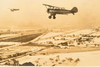 1930s 10x8'' Gelatin Silver Photo - Waco F Series Biplane & Piper J-3 Plane V20