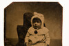 Tintype Photo 2⅜x3½" - Child Studio Portrait w Ghost Mother & American Flag V28