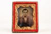 Ruby Ambrotype Photo of Young Man with Inscription in Half 1/9 Plate Case V23