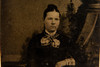 Tintype Photo 2x3¼" - Studio Portrait of Victorian Lady in Unique Dress V20