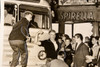 1957 AP Press Photo 7½x8½" - Danish Teenagers Blocking Traffic in Copenhagen V26