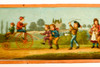 Late 1800s Magic Lantern Slide - 9⅜x3⅛" Lively Illustration of Children Playing